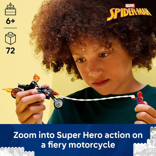 LEGO Marvel Spider-Man vs. Ghost Rider Motorcycle Building Toy for Boys & Girls, Ages 6+ - Super Hero & Villain Playset W/2 Marvel Minifigures - Gift Idea for Kids & Fans - 76335
